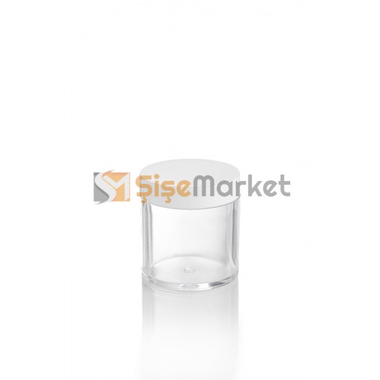 30 ML Şeffaf Mika Kavanoz Beyaz Kapaklı 