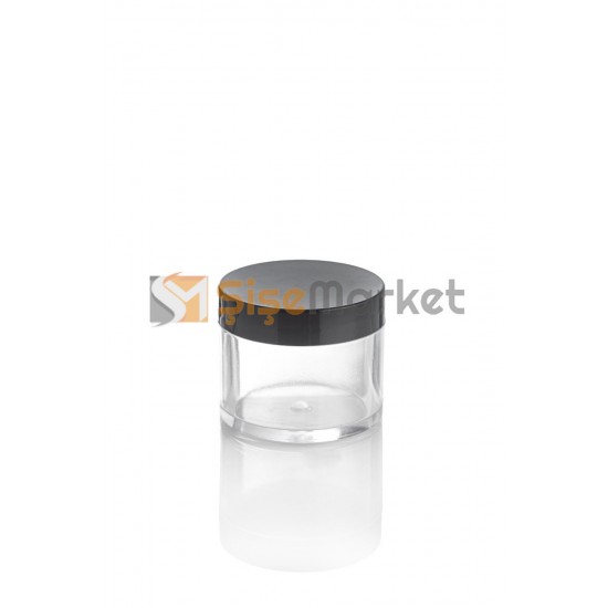 20 ML Şeffaf Mika Kavanoz Siyah Kapaklı