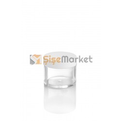 20 ML Şeffaf Mika Kavanoz Beyaz Kapaklı