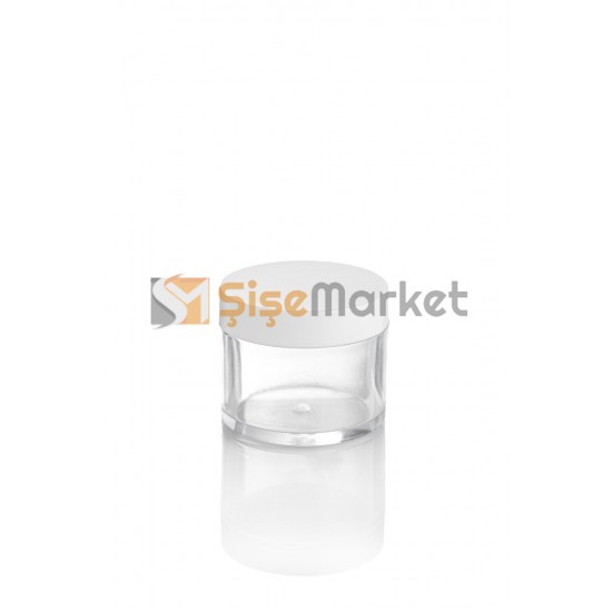 20 ML Şeffaf Mika Kavanoz Beyaz Kapaklı