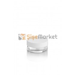 5 ML Şeffaf Mika Kavanoz Beyaz Kapaklı 