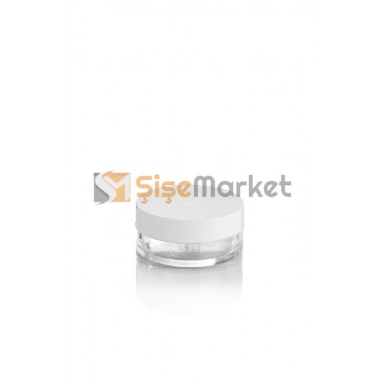 5 ML Şeffaf Mika Kavanoz Beyaz Kapaklı 