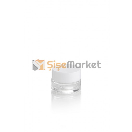 5 ML Şeffaf Cam Kavanoz Beyaz Kapaklı Tıpalı 
