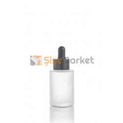 30 ML Buzlu Cam Serum Şişesi Siyaha Siyah Damlalıklı Takım 