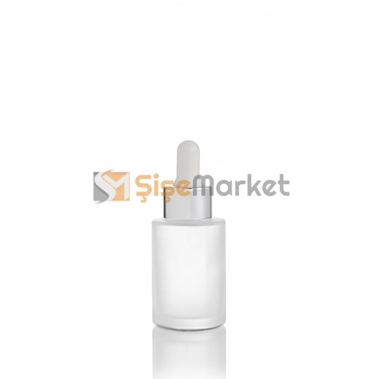 30 ML Buzlu Serum Şişesi Gümüşe Beyaz Cam Damlalıklı