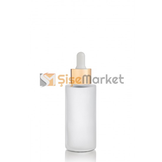 50 ML Omuzlu Cam Şişe Golda Beyaz Damalıklı Takım 