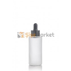 50 ML Buzlu Silindir Cam Şişe Siyaha Siyah Damlalıklı 