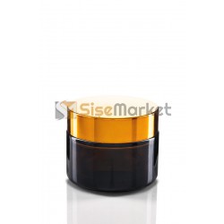 50 ML Cam Amber Kavanoz Gold Kapaklı Tıpalı