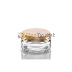 50 ML Şeffaf Cam Kavanoz Gold Metal Kapaklı