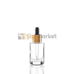 30 ML Damlalıklı Cam Şişe Golda Siyah Damlalıklı Takım