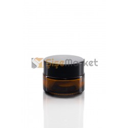 20 ML Amber Cam Krem Kavanozu Siyah Kapaklı Tıpalı