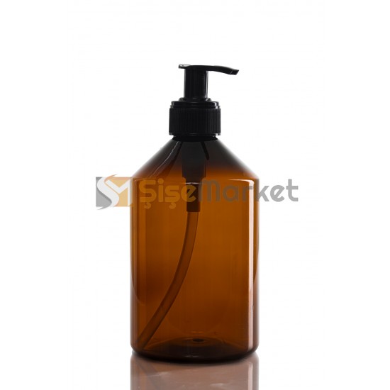 500 ML Amber Pet Şişe Siyah Sıvı Sabun Pompalı