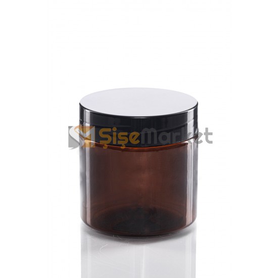 150 ML Amber Plastik Kavanoz Siyah Kapaklı 