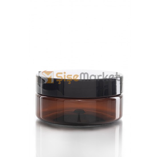 150 ML Amber Pet Kavanoz Plastik Siyah Kapaklı Kavanoz