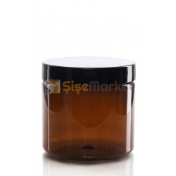 500 ML Amber Plastik Krem Kavanozu Siyah Kapaklı