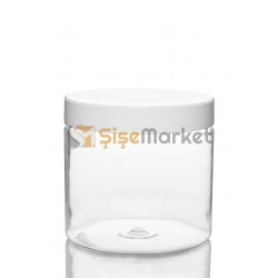 500 ML Şeffaf Pet Krem Kavanozu Plastik Kavanoz Beyaz Kapaklı