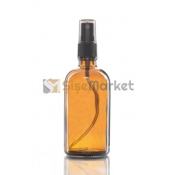 100 ML BOYA ŞİŞESİ CAM ŞİŞE AMBER RENK SİYAH SPREYLİ FISFISLI