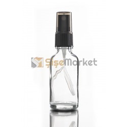 30 ML ESANS ŞİŞESİ CAM ŞİŞE ŞEFFAF RENK SİYAH SPREYLİ FISFISLI