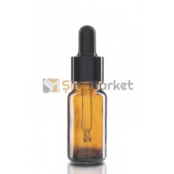 10 ML TOPTAN CAM ŞİŞE AMBER RENK BOŞ DAMLALIKLI SİYAH LASTİK SİYAH METAL KAPAK