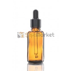 20 ML TOPTAN CAM ŞİŞE AMBER RENK BOŞ DAMLALIKLI SİYAH LASTİK SİYAH METAL KAPAK