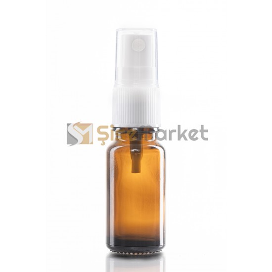 10 ML KOLONYA ŞİŞESİ CAM ŞİŞE AMBER RENK BEYAZ SPREYLİ FISFISLI