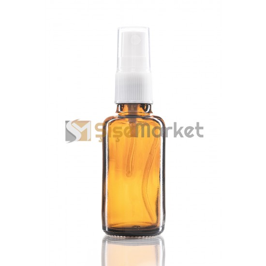 20 ML KOLONYA ŞİŞESİ CAM ŞİŞE AMBER RENK BEYAZ SPREYLİ FISFISLI