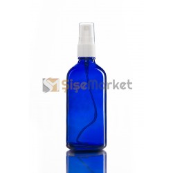 100 CC DROPPER ŞİŞE CAM ŞİŞE MAVİ RENK BEYAZ SPREYLİ FISFISLI
