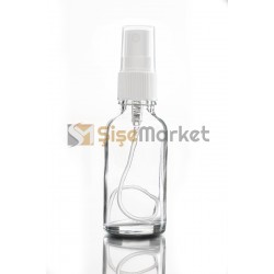 30 ML KİMYASAL ŞİŞESİ ŞEFFAF RENK BEYAZ SPREYLİ FISFISLI