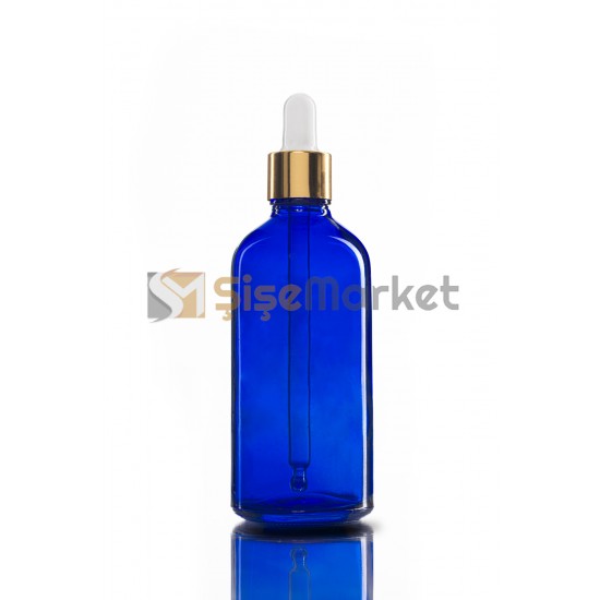100 CC DAMLALIKLI ŞİŞE CAM ŞİŞE MAVİ RENK BOŞ DAMLALIKLI BEYAZ LASTİK GOLD METAL KAPAK 100 CC DAMLALIKLI ŞİŞE CAM ŞİŞE MAVİ RENK BOŞ DAMLALIKLI BEYAZ LASTİK GOLD METAL KAPAK