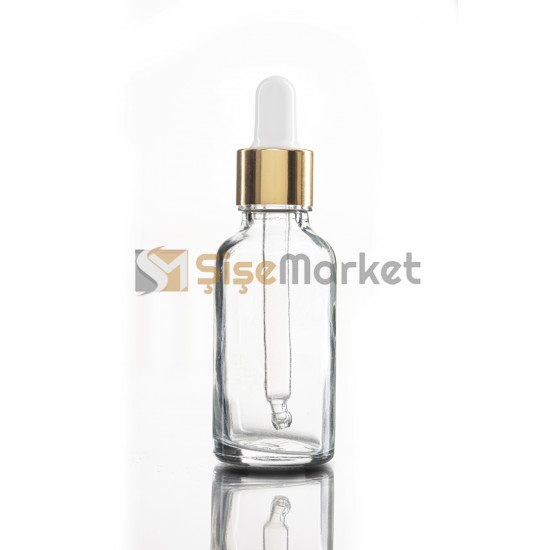 20 CC DAMLALIKLI ŞİŞE CAM ŞİŞE ŞEFFAF RENK BOŞ DAMLALIKLI BEYAZ LASTİK GOLD METAL KAPAK 20 CC DAMLALIKLI ŞİŞE CAM ŞİŞE ŞEFFAF RENK BOŞ DAMLALIKLI BEYAZ LASTİK GOLD METAL KAPAK