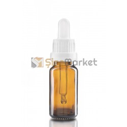 10 ML DAMLALIKLI ŞİŞE CAM ŞİŞE AMBER RENK BOŞ DAMLALIKLI BEYAZ LASTİK BEYAZ PLASTİK KİLİTLİ DELİKLİ KAPAK