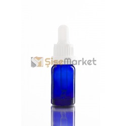 10 ML BOYA ŞİŞESİ CAM ŞİŞE MAVİ RENK BOŞ DAMLALIKLI BEYAZ LASTİK BEYAZ PLASTİK KİLİTLİ DELİKLİ KAPAK