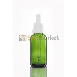 20 ML YAĞ ŞİŞESİ YEŞİL RENK BOŞ DAMLALIKLI BEYAZ LASTİK BEYAZ PLASTİK KİLİTLİ DELİKLİ KAPAK