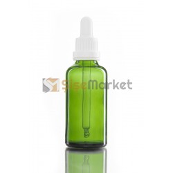 50 ML SAC SERUM ŞİŞESİ YEŞİL RENK BOŞ DAMLALIKLI BEYAZ LASTİK BEYAZ PLASTİK KİLİTLİ DELİKLİ KAPAK