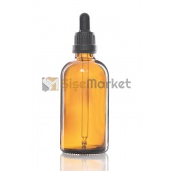 100 ML KERATİN ŞİŞESİ AMBER RENK BOŞ DAMLALIKLI SİYAH LASTİK SİYAH PLASTİK KİLİTLİ DELİKLİ KAPAK