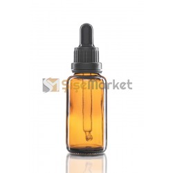 20 ML TOPTAN CAM ŞİŞE AMBER RENK BOŞ DAMLALIKLI SİYAH LASTİK SİYAH PLASTİK KİLİTLİ DELİKLİ KAPAK