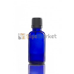 30 ML KİMYASAL ŞİŞESİ MAVİ RENK SİYAH İÇTEN DAMLALIKLI 
