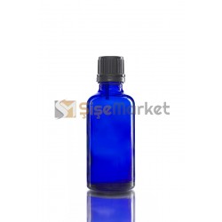 50 ML SAC SERUM ŞİŞESİ MAVİ RENK SİYAH İÇTEN DAMLALIKLI 