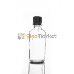 50 ML SAC SERUM ŞİŞESİ ŞEFFAF RENK SİYAH İÇTEN DAMLALIKLI 