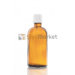 100 ML TOPTAN CAM ŞİŞE AMBER RENK BEYAZ İÇTEN DAMLALIKLI