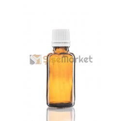 20 ML TOPTAN CAM ŞİŞE AMBER RENK BEYAZ İÇTEN DAMLALIKLI