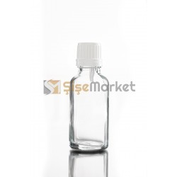 30 ML KİMYASAL ŞİŞESİ ŞEFFAF RENK BEYAZ İÇTEN DAMLALIKLI