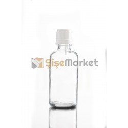 50 ML LİKİT ŞİŞESİ CAM ŞİŞE ŞEFFAF RENK BEYAZ İÇTEN DAMLALIKLI