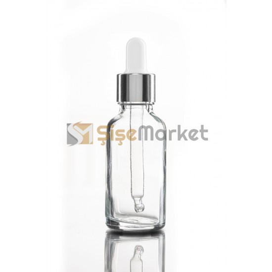 20 CC DAMLALIKLI ŞİŞE CAM ŞİŞE ŞEFFAF RENK BOŞ DAMLALIKLI BEYAZ LASTİK GÜMÜŞ METAL KAPAK 20 CC DAMLALIKLI ŞİŞE CAM ŞİŞE ŞEFFAF RENK BOŞ DAMLALIKLI BEYAZ LASTİK GÜMÜŞ METAL KAPAK